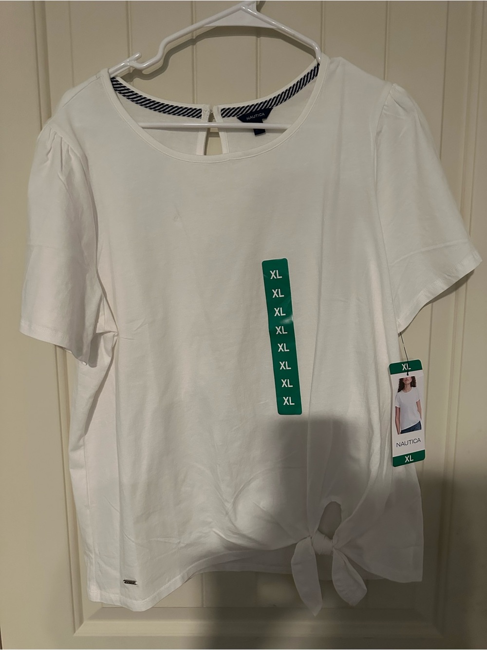 NWT Nautica White Short Sleeve Tie-Front Tee Sz XL